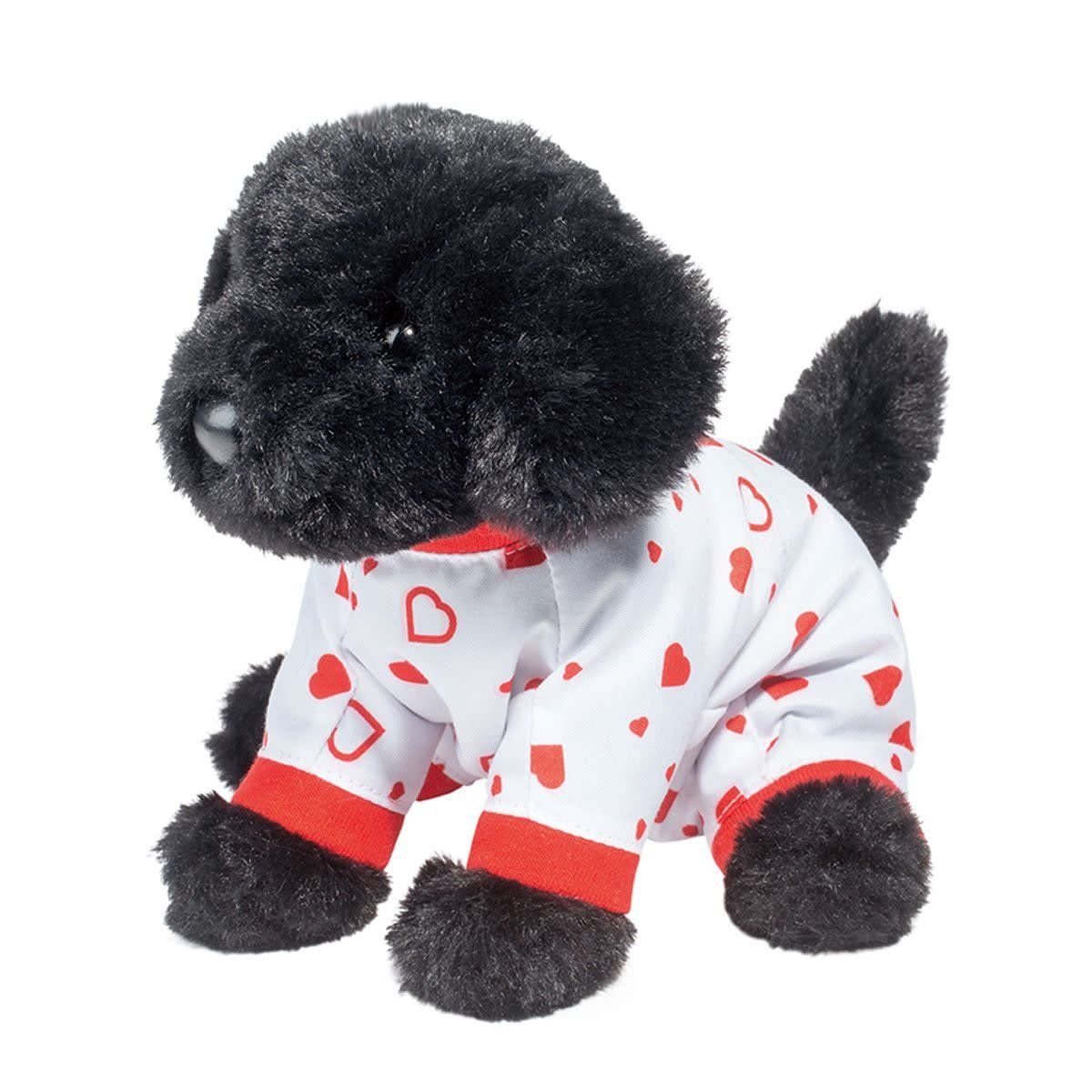 Amore Black Lab PJ Pup with Heart Pajamas Plush