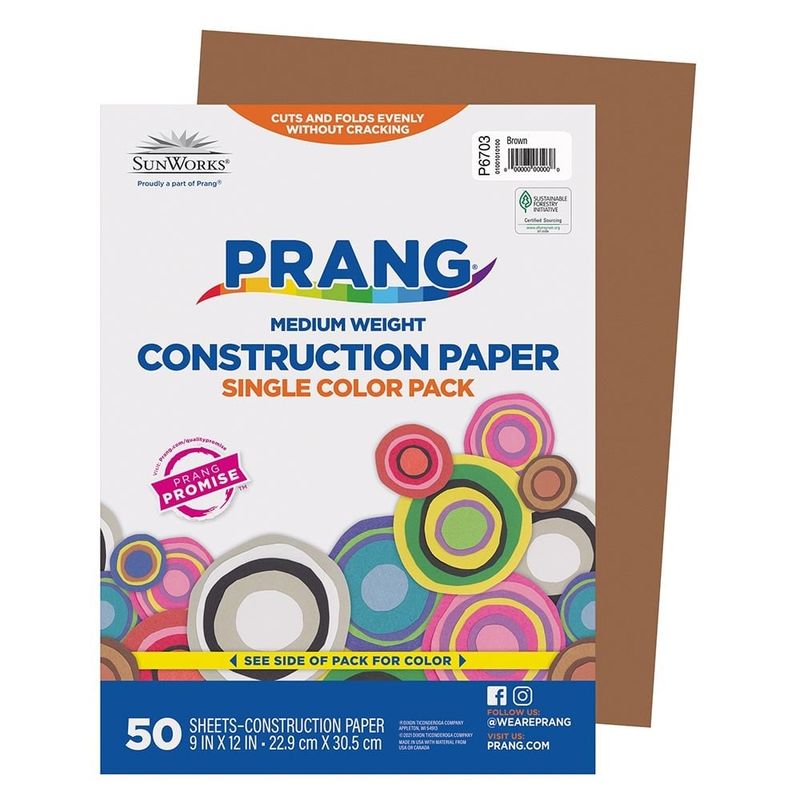 Prang® Construction Paper Brown 9" X 12"   Brown   50 Sheets
