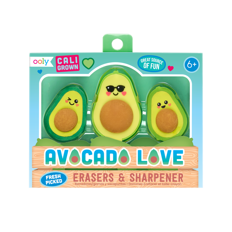 Avocado Love Eraser and Sharpener - Set of 3