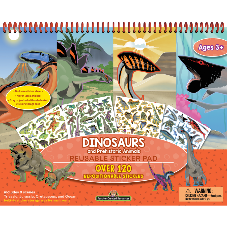 Dinosaurs and Prehistoric Animals Reusable Sticker Pad