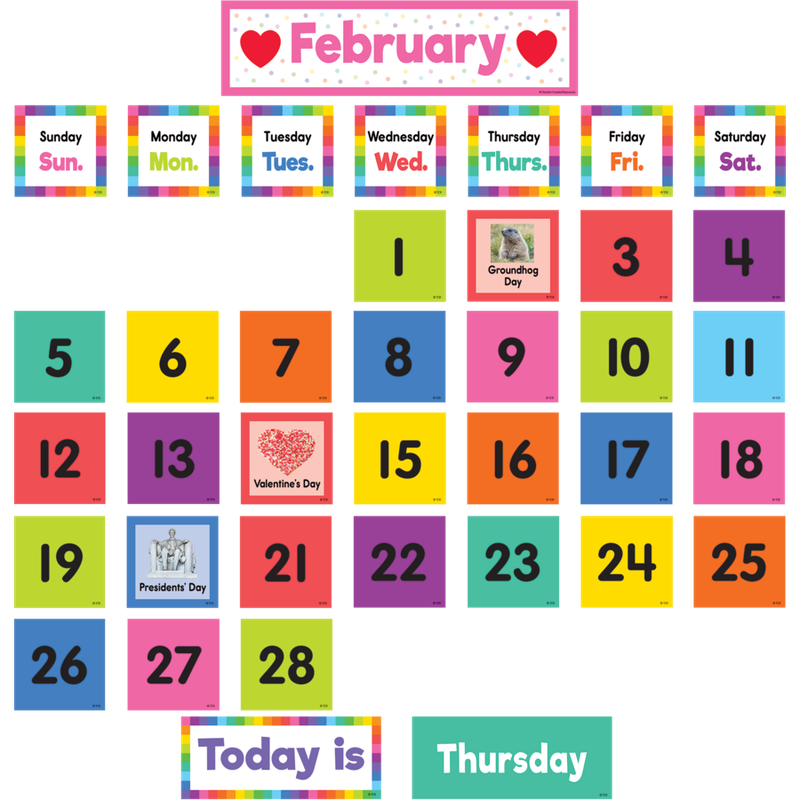 Colorful Calendar Pocket Chart Cards