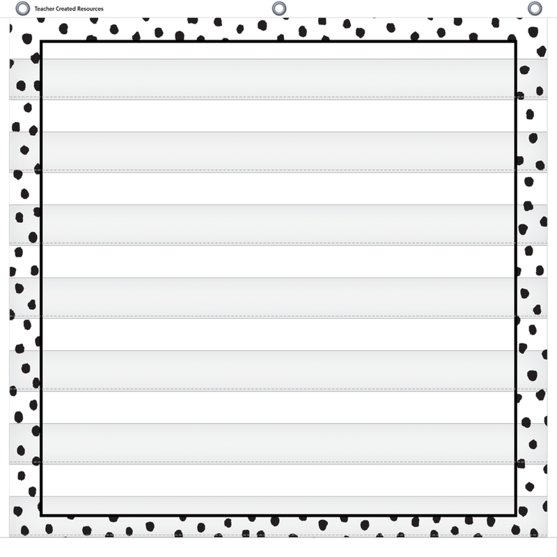 Black Painted Dots on White 7 Pocket Chart