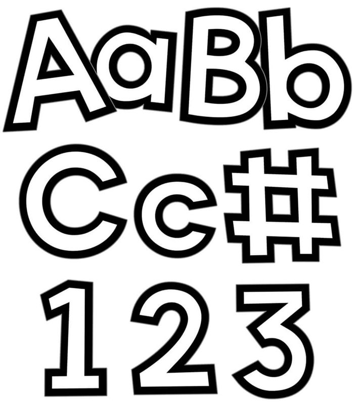 4in White with Black Trim Combo Pack Bulletin Board Letters