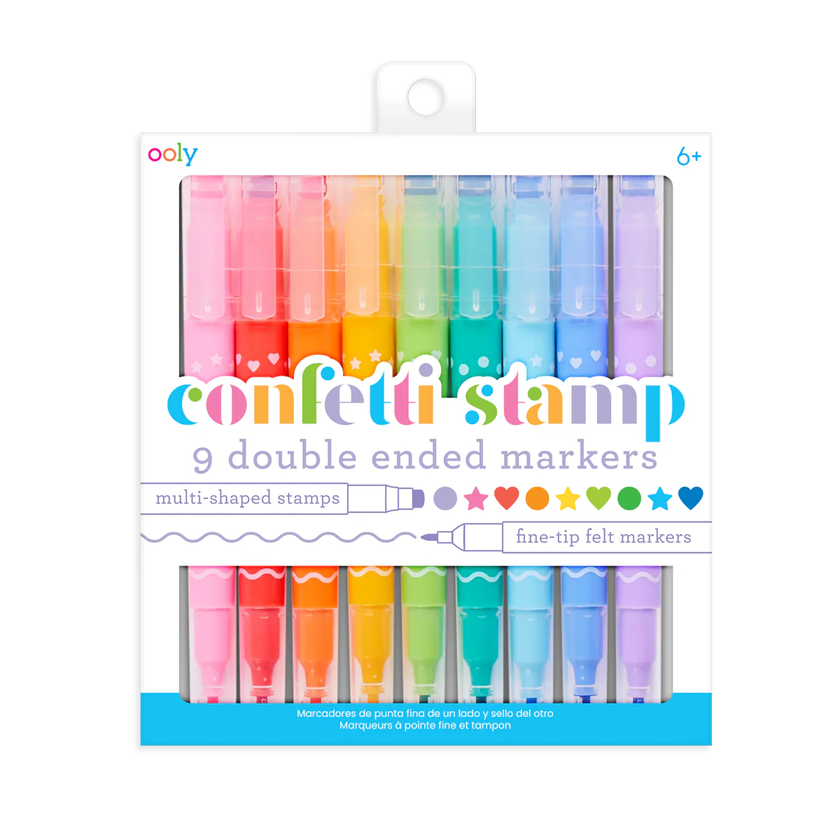 Confetti Stamp Double-Ended Markers - Set of 9
