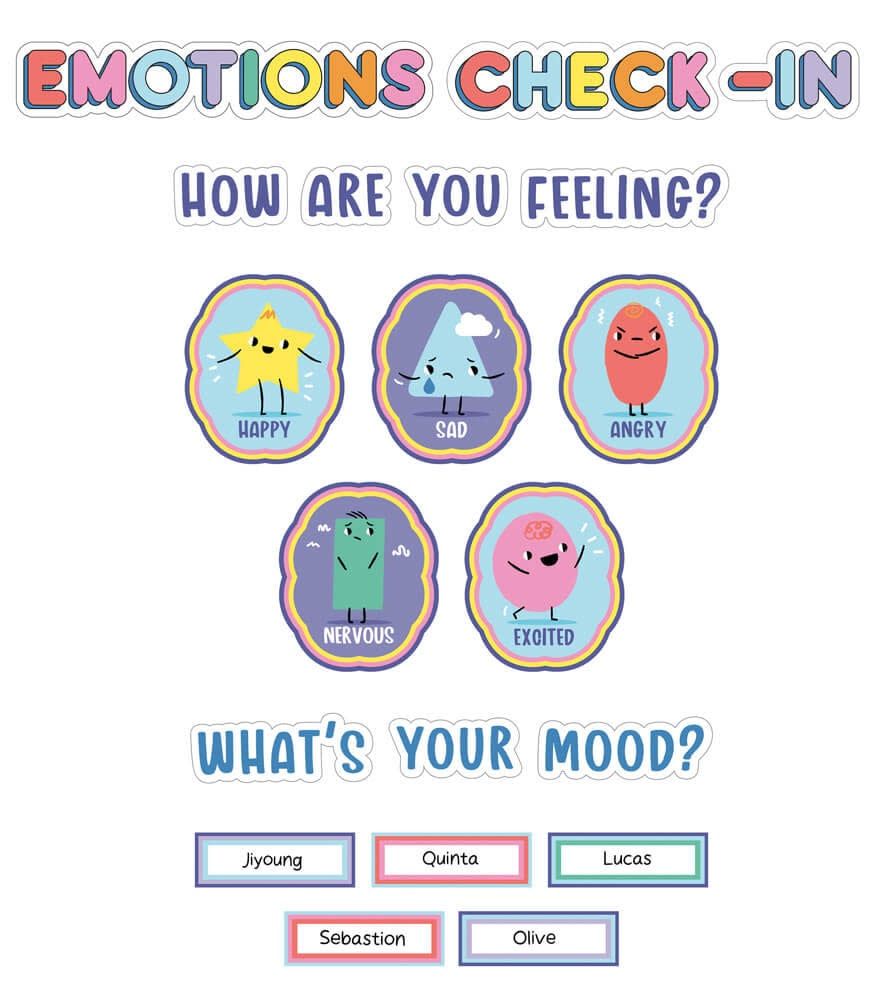 We Stick Together Emotions Check-In Pre-punched Bulletin Board Set Grade PK-2