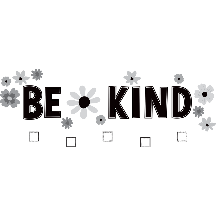 Black and White Floral Be Kind Bulletin Board