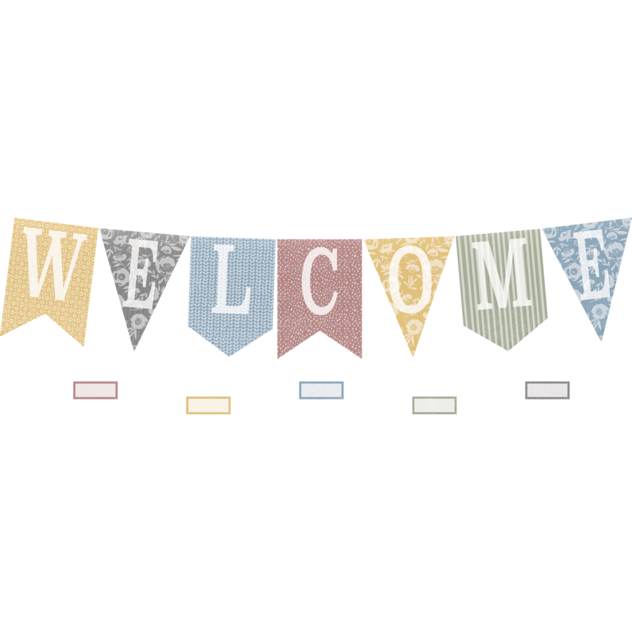 Classroom Cottage Pennants Welcome Bulletin Board