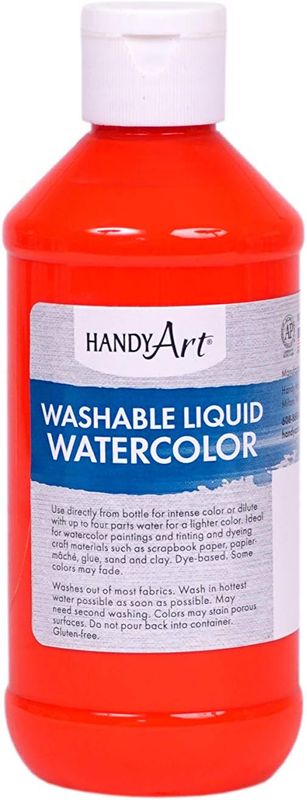*Handy Art® Washable Fluorescent Liquid Watercolors Paint - FL. Red (1/2 Pint)