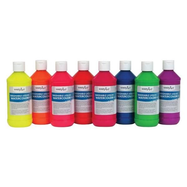 *Handy Art® Washable Fluorescent Liquid Watercolors Paint - FL. Pink (1/2 Pint)