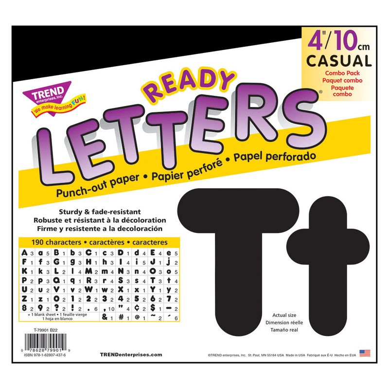 Black 4-Inch Casual Uppercase/Lowercase Combo Pack Ready Letters®