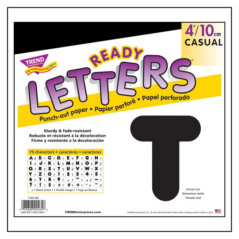 Black 4-Inch Casual Uppercase Ready Letters®