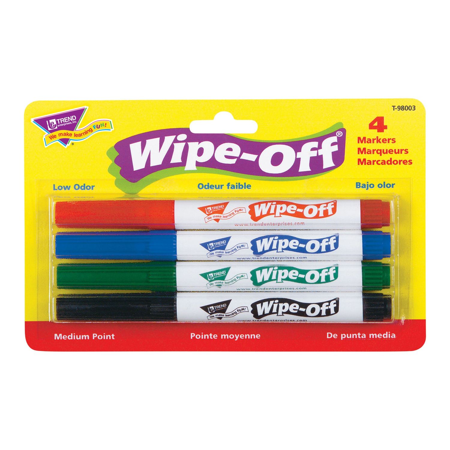 4-Pack Standard Colors wipe off markers