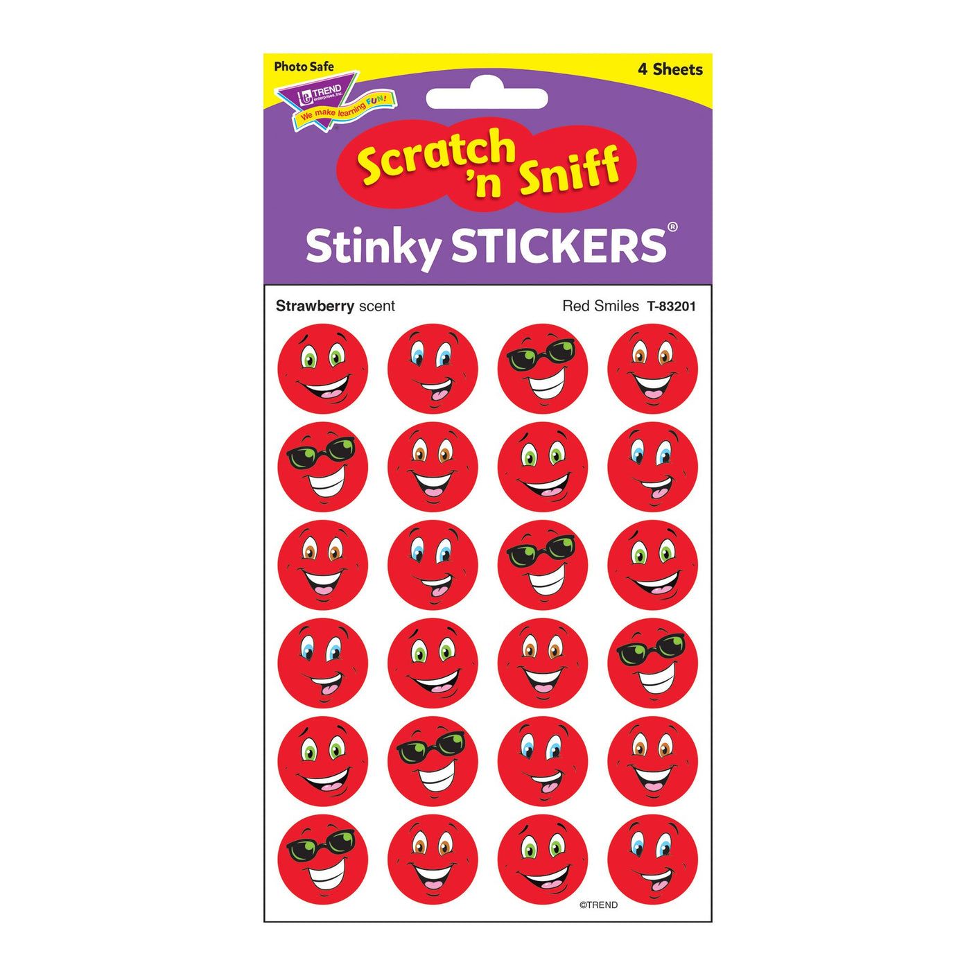 Red Smiles, Strawberry scent Scratch 'n Sniff Stinky Stickers® – Small