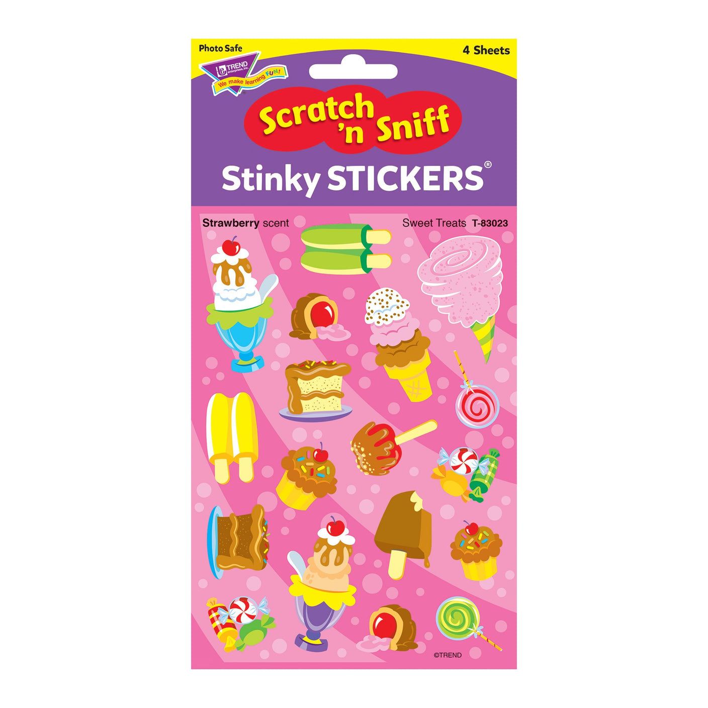 Sweet Treats, Strawberry scent Scratch 'n Sniff Stinky Stickers® – Mixed Shapes