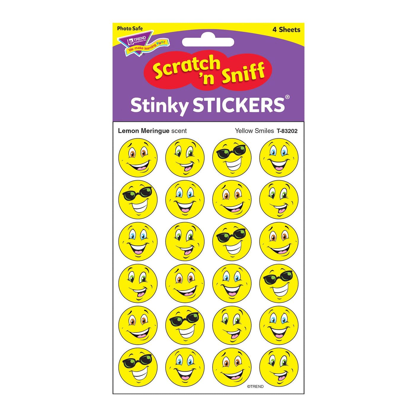 Yellow Smiles, Lemon Meringue scent Scratch 'n Sniff Stinky Stickers® – Small