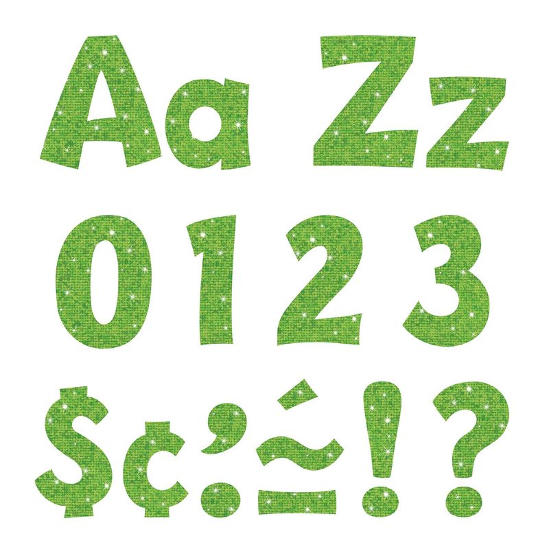 Lime Sparkle 4-Inch Playful Uppercase/Lowercase Combo Pack (English/Spanish) Ready Letters®