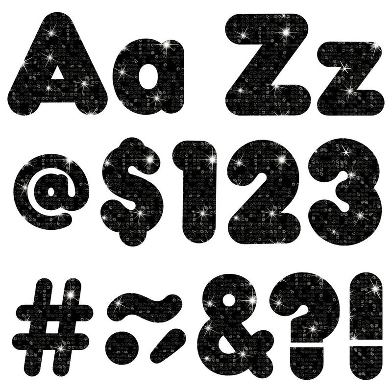 Black Sparkle 4-Inch Casual Uppercase/Lowercase Combo Pack Ready Letters®