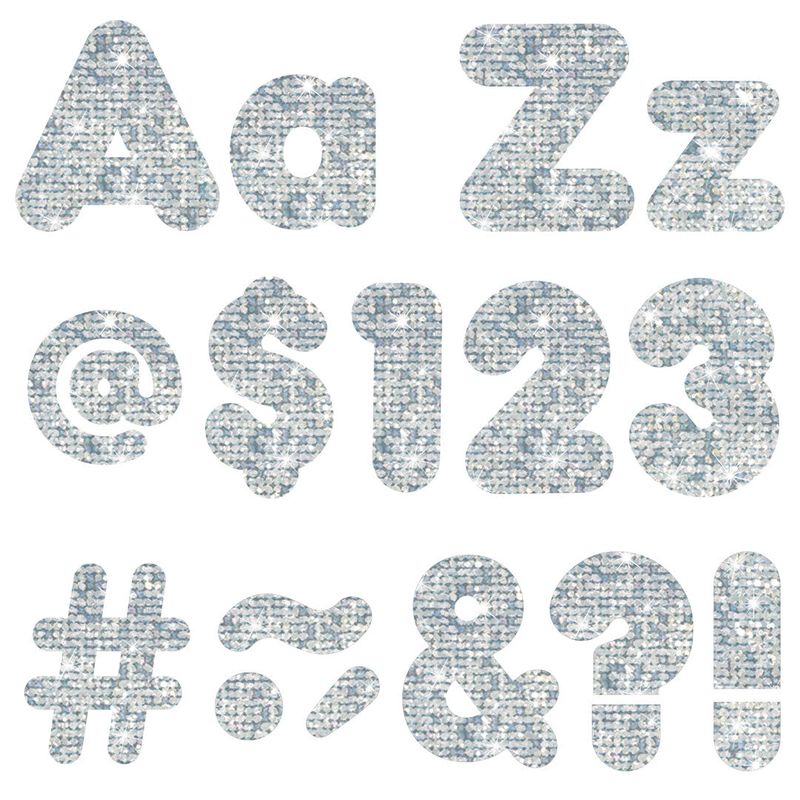 Silver Sparkle 4-Inch Casual Uppercase/Lowercase Combo Pack Ready Letters®