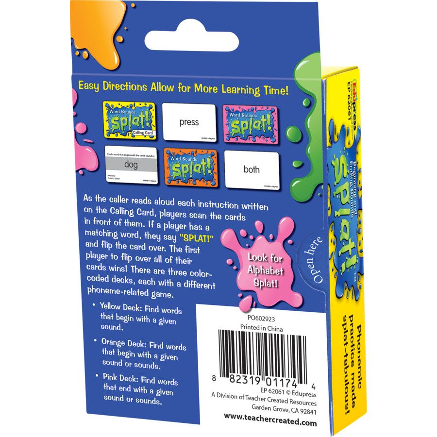 Beginning and Ending Sounds Splat Game