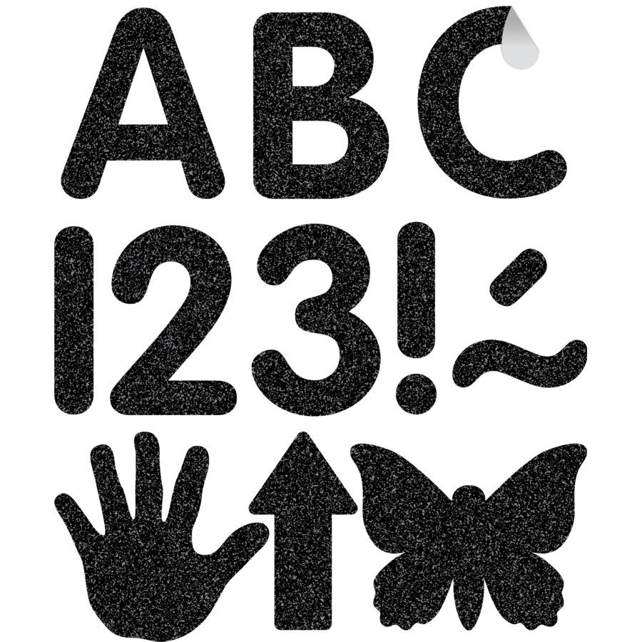 Black Glitz 2" Classic Self Adhesive Letters Uppercase
