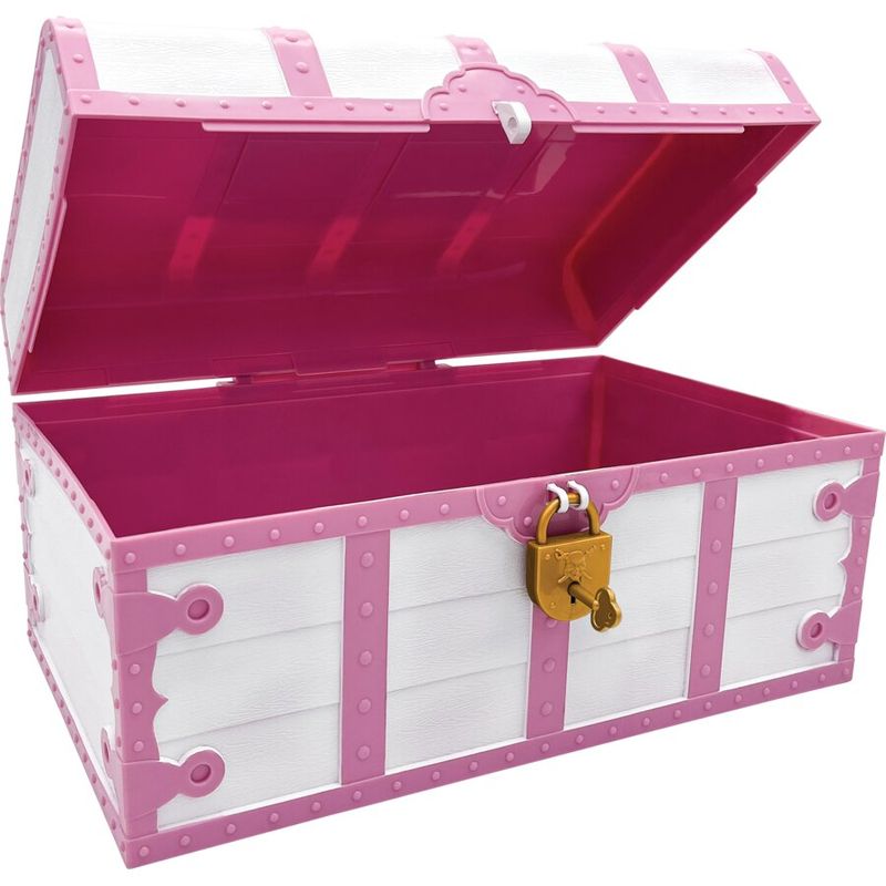 Pink and White Treasure Box with Lock and Key