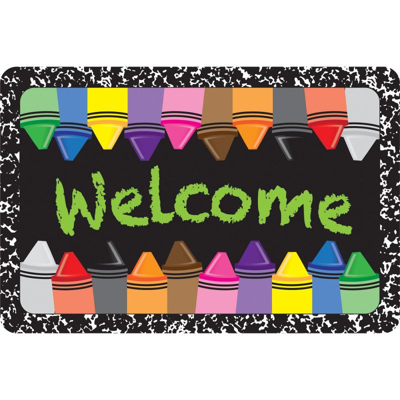 The Original Fun Mat, Welcome Mat, 15.5" x 23.5", Welcome Crayons Composition