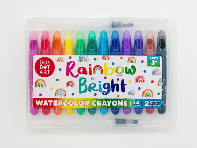 Do-A-Dot Art! Rainbow Bright Watercolor Crayons Set of 12 with 2 Refillable Water Brushes