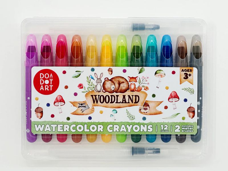 Do-A-Dot Art! Woodland Watercolor Crayons With 2 Refillable Brushes | Set of 12