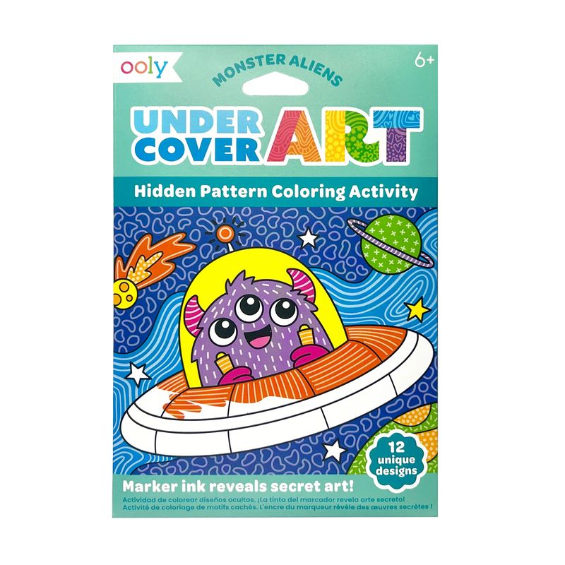 Undercover Art Hidden Pattern Coloring Activity Art Cards - Monster Aliens