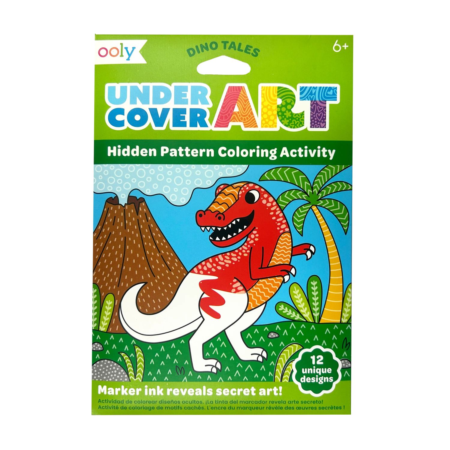 Undercover Art Hidden Pattern Coloring Activity Art Cards - Dino Tales