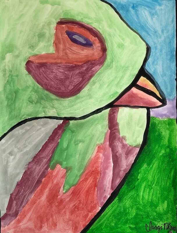 Abstract Art Painting Birds Wall
