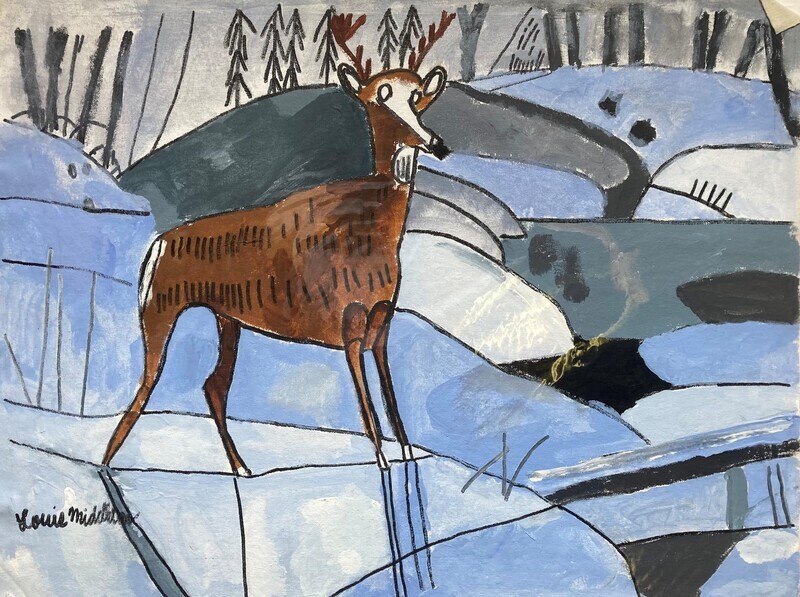 Deer in Winter Landscape