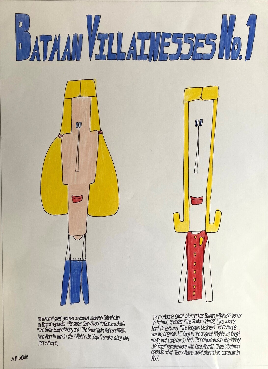 Two blond haired women with red and blue shirts. Above them says &quot;Batman Villainesses No. 1&quot;