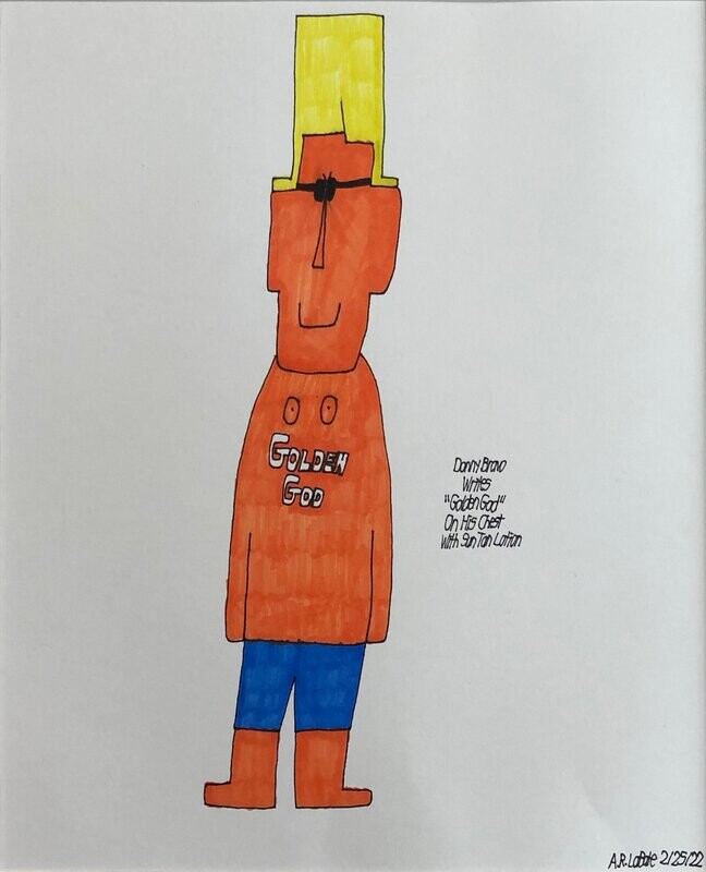 Donny Bravo Writes &quot;Golden God&quot; on His Chest with Sun Tan Lotion