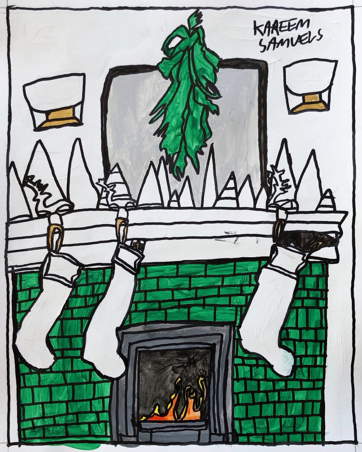 Christmas Decoration on the Fireplace