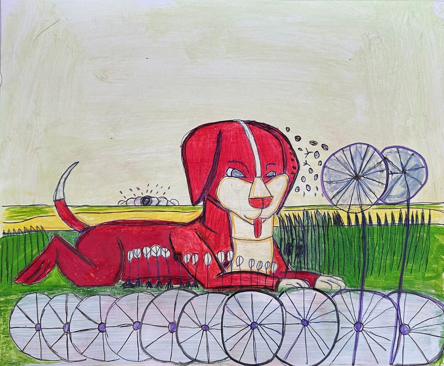 Beagle Puppy in Dandelions