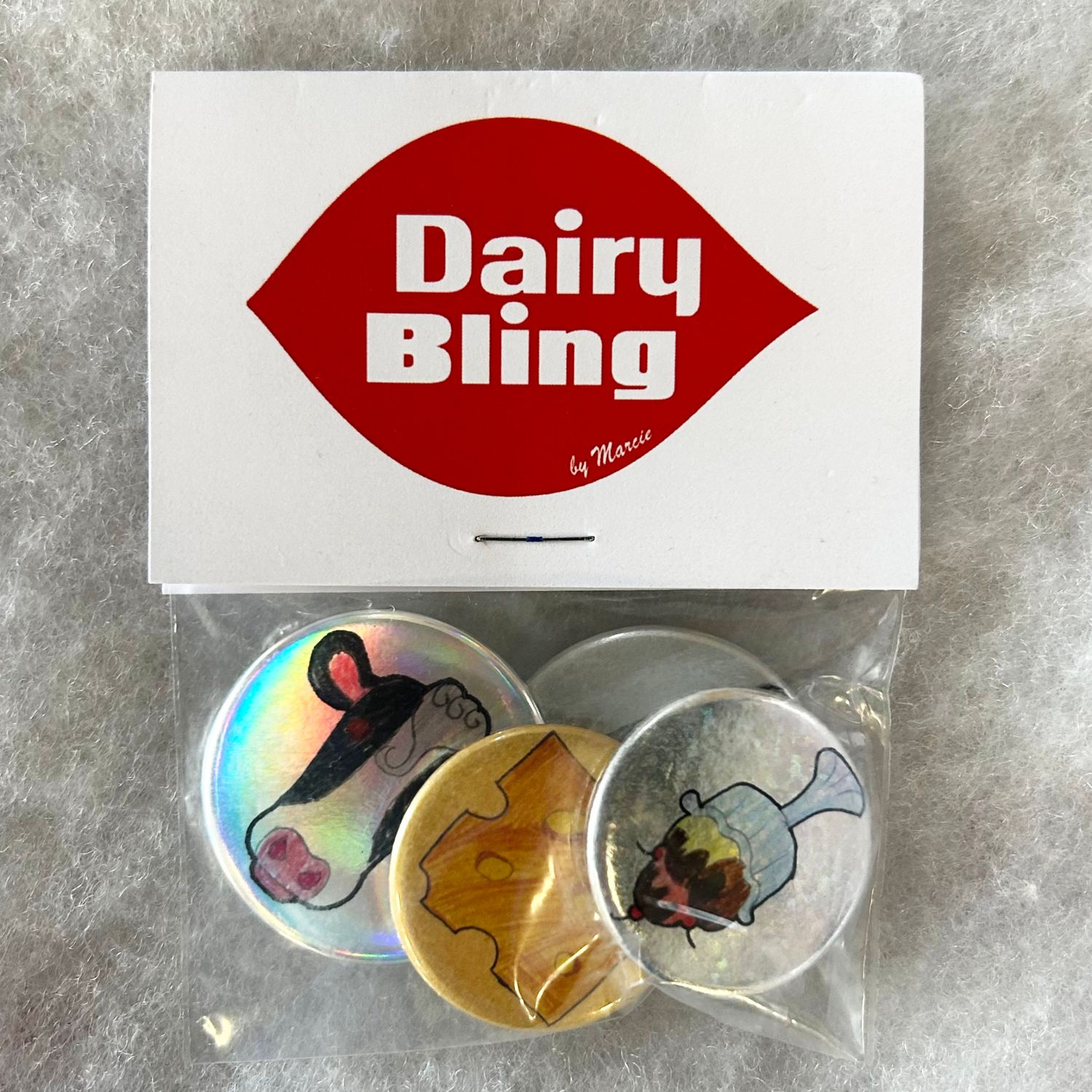 "Dairy Bling" Button set