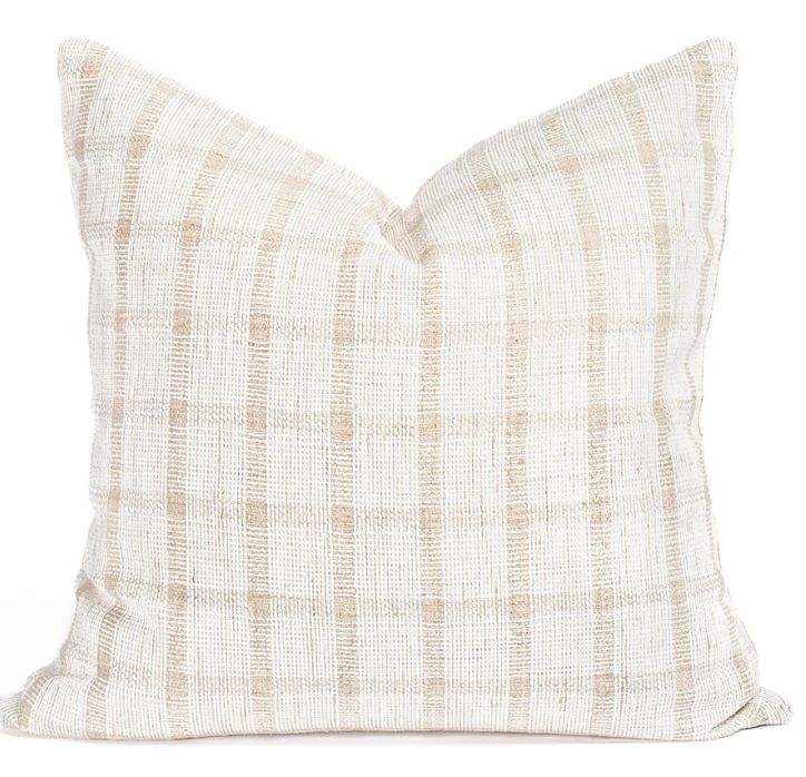 Harlet Check 20x20 Pillow, Natural- Cover Only