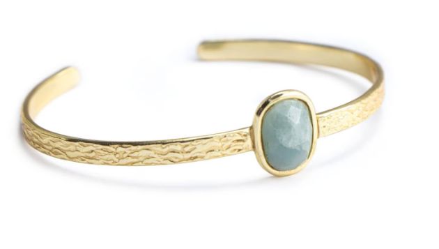 Hallie Cuff (Multiple Stone Options), Color: Aqua Marine