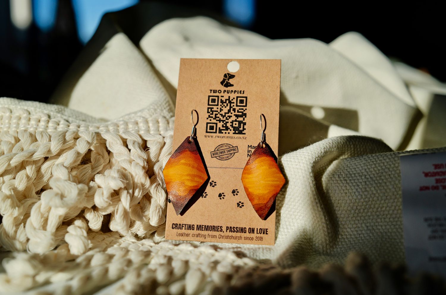 Sand Dune Leather Drop Earrings
