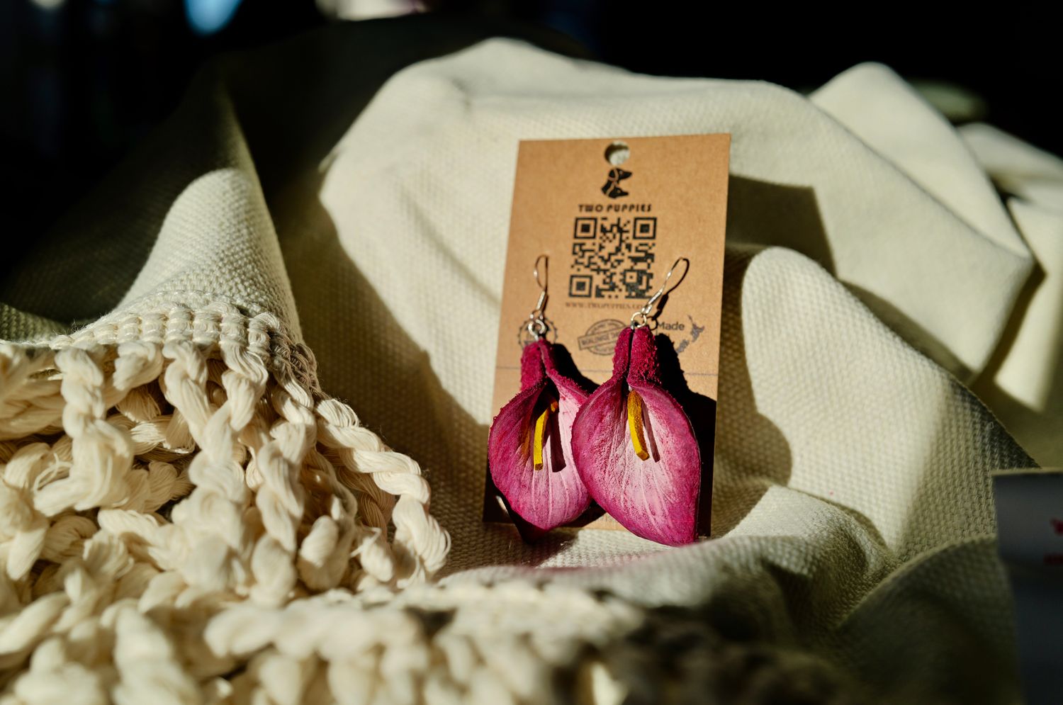 Calla Lily Leather Drop Earrings