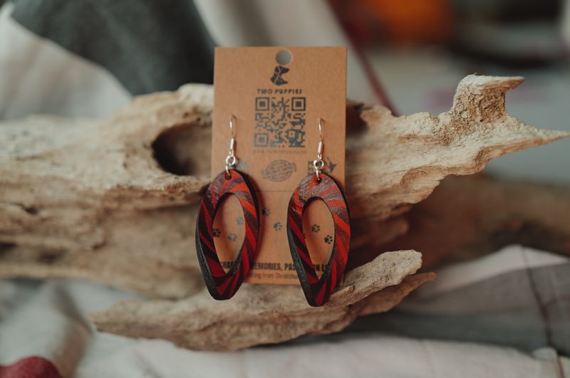 Orbit Stripes Leather Drop Earrings