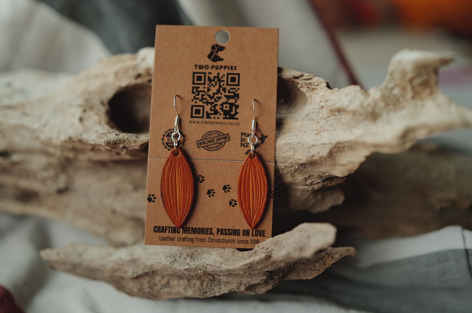 Verdant Whisper Leather Drop Earrings