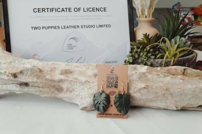 Monstera Luxe Leather Drop Earrings