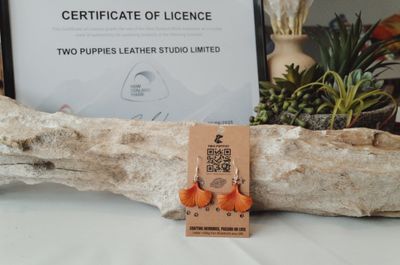 Ethereal Ginkgo Leather Drop Earrings