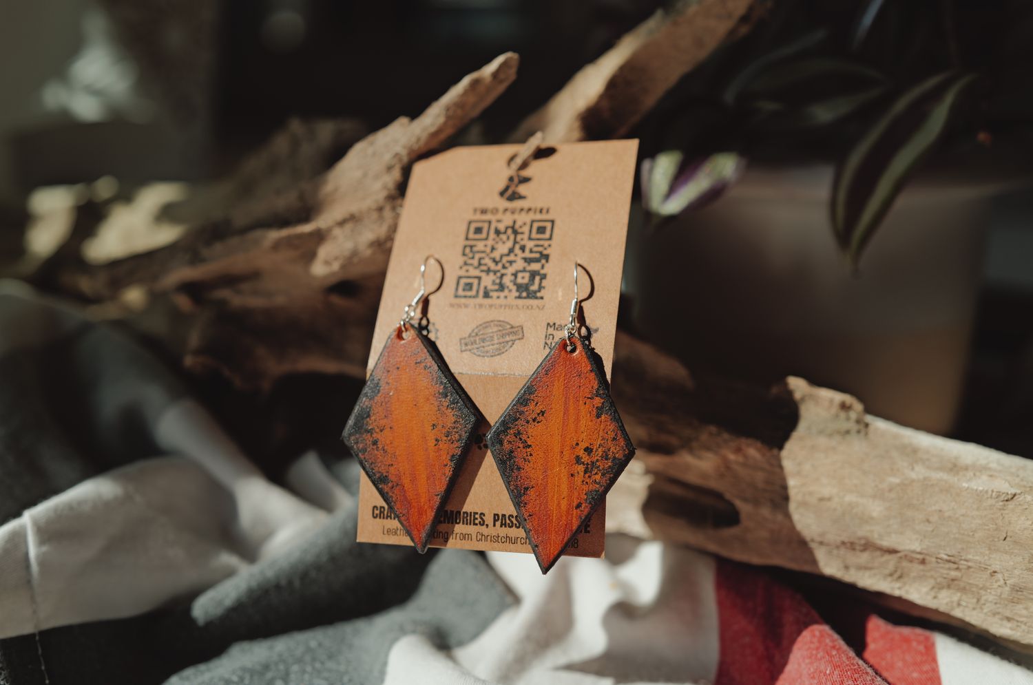 Eclipse Spark Leather Drop Earrings