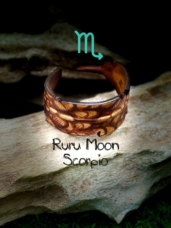 Ruru Moon Leather Feather Adjustable Wristband