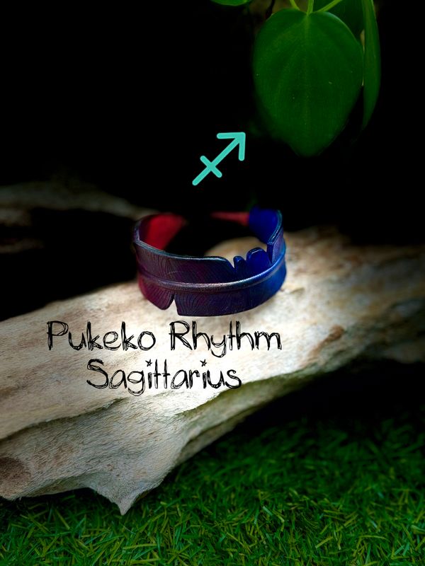 Pūkeko Rhythm Leather Feather Adjustable Wristband