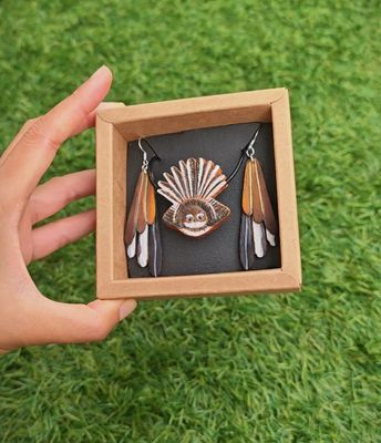 Genuine Leather Necklace and Earring Set.