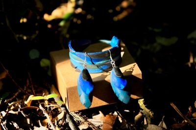 &#39;Kōkako Lullaby&#39; Leather Feather Wristband &amp; Earrings Set
